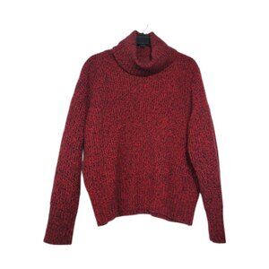 Sanctuary women's sweater turtleneck‎ boxy red black knit weave warm large